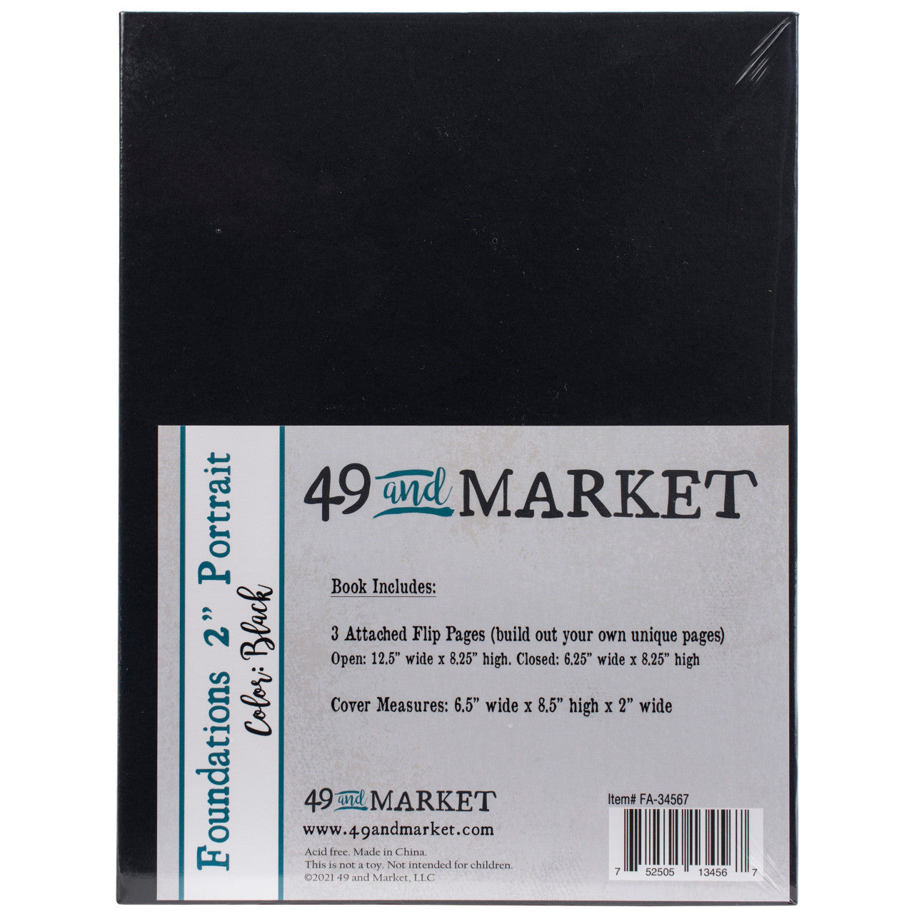 49 and Market Foundations 2" Portrait Album in Black